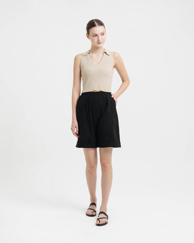 Black Linen Shorts - Hellolilo