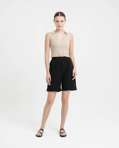 Black Linen Shorts - Hellolilo