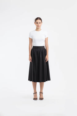 Black Midi A-Line Skirt - Hellolilo