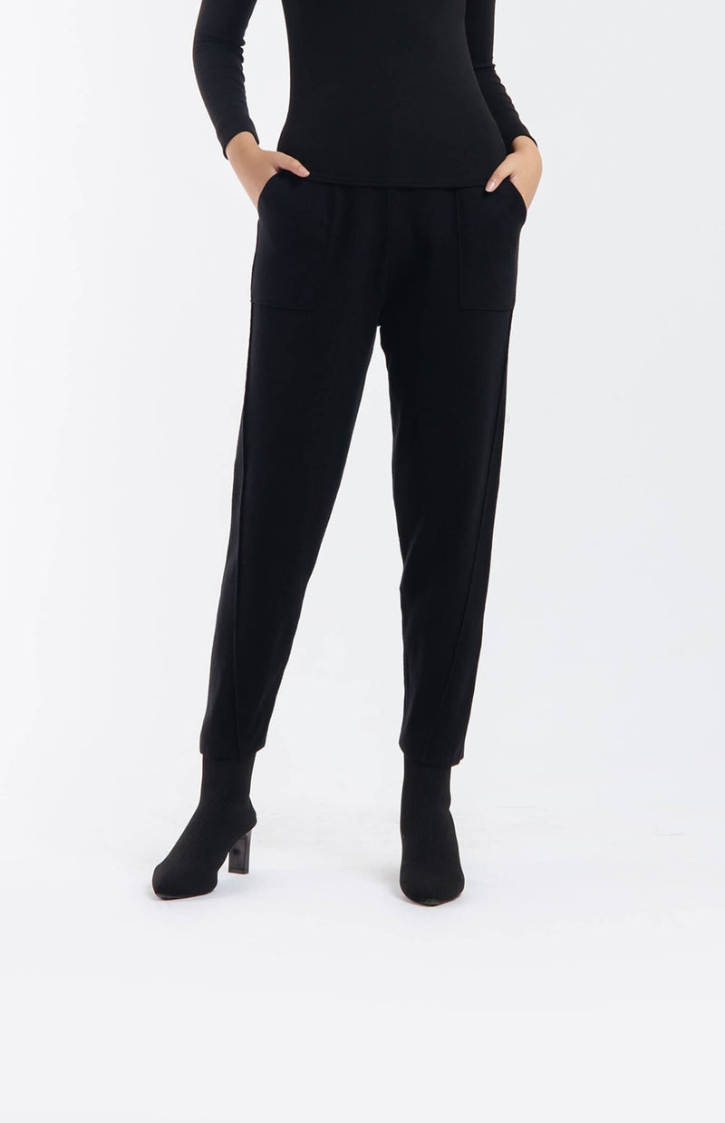 Black Relaxed Knit Winter Pants - Hellolilo