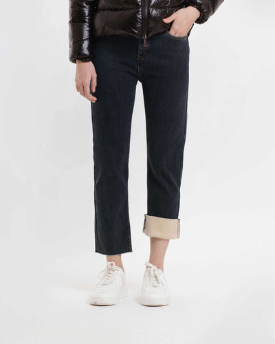 Black Relaxed Winter Jeans - Hellolilo