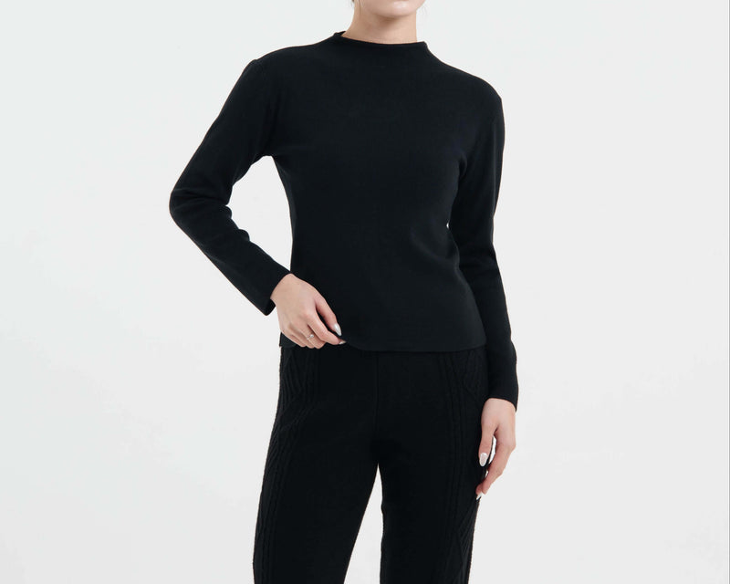 Black Soft Knit Top - Hellolilo