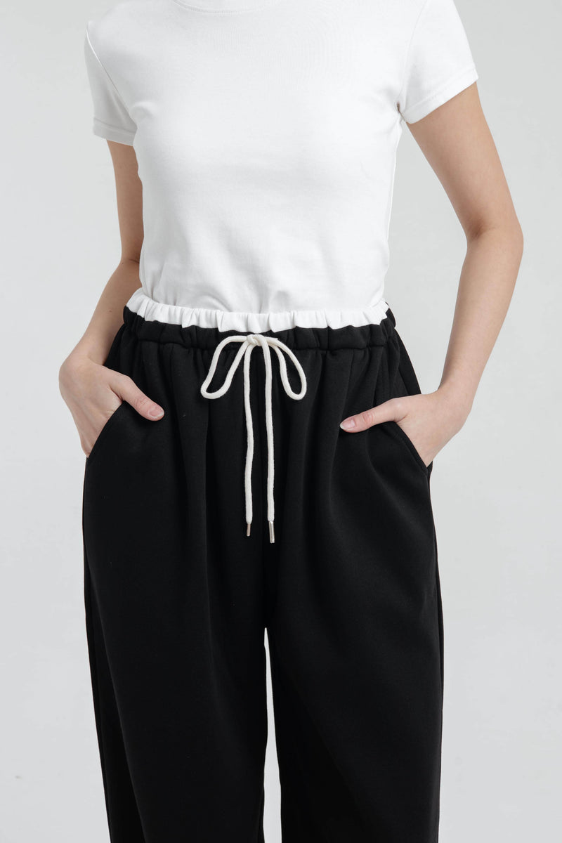 Black Two Tone Pants - Hellolilo