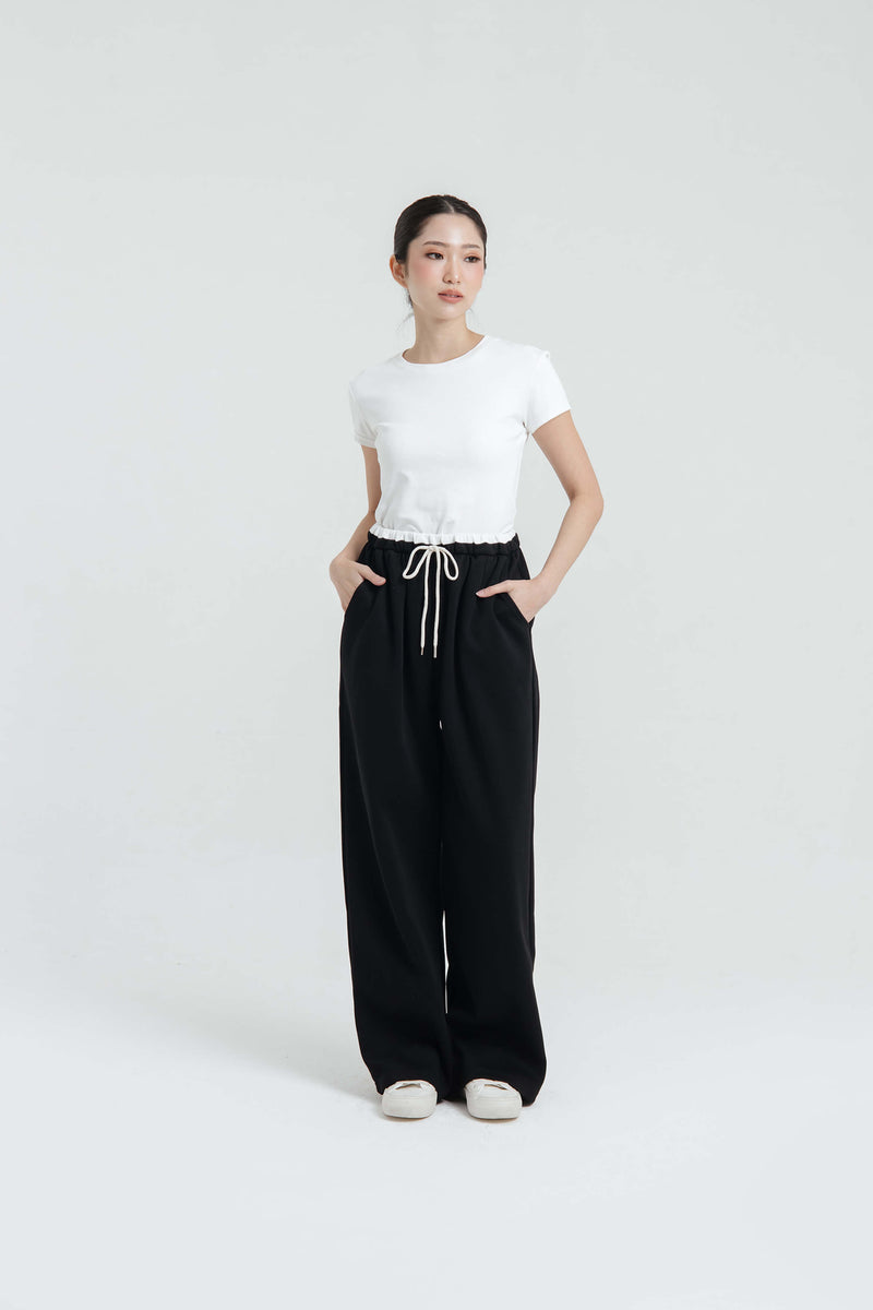 Black Two Tone Pants - Hellolilo