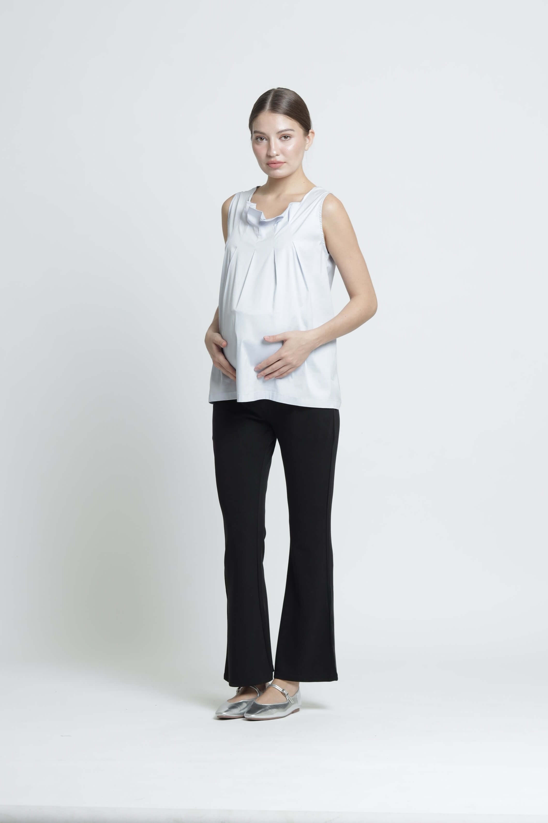 Black Ultrasoft Bamboo 2.0 Maternity Flare Pants Hellolilo