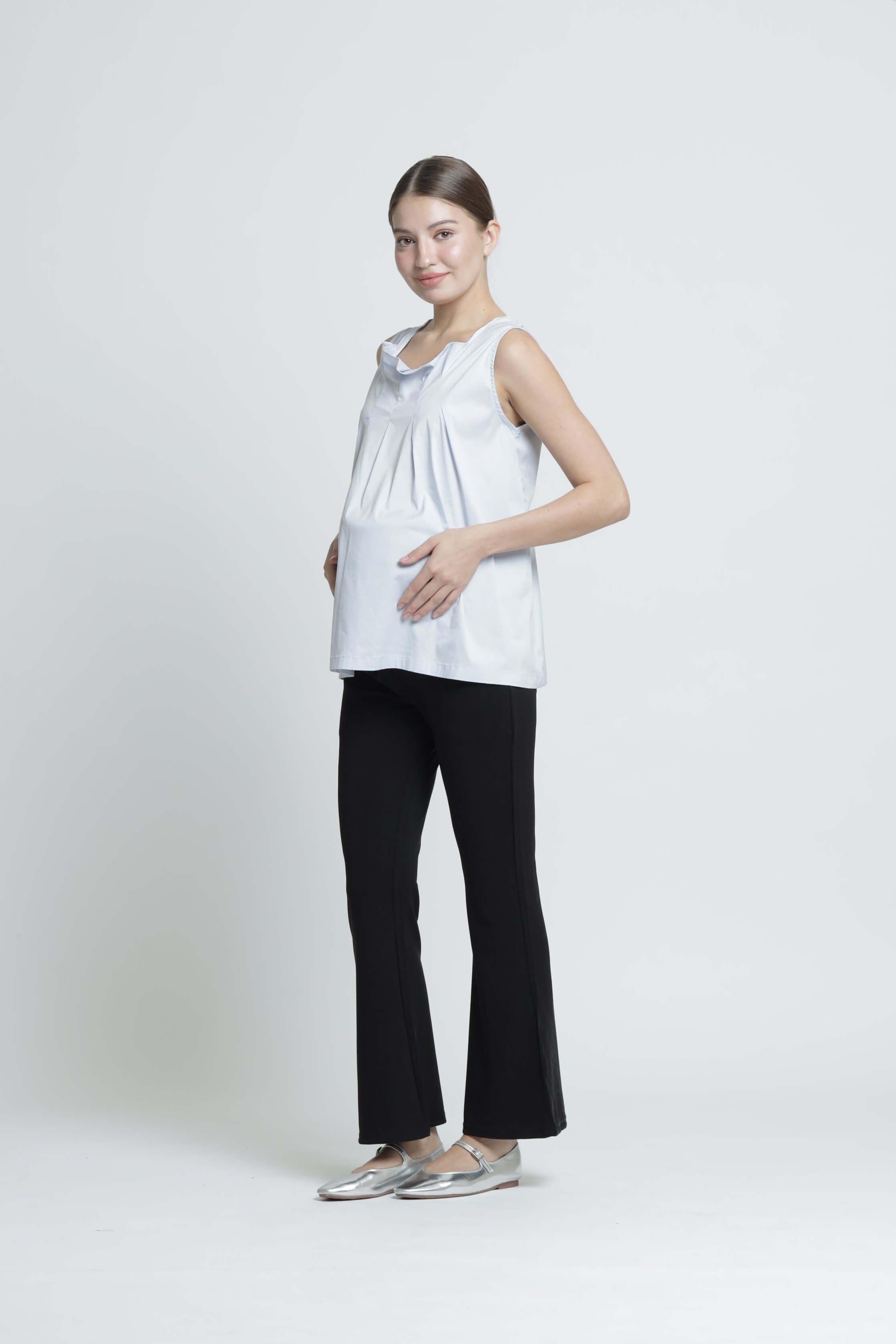 Black Ultrasoft Bamboo 2.0 Maternity Flare Pants Hellolilo