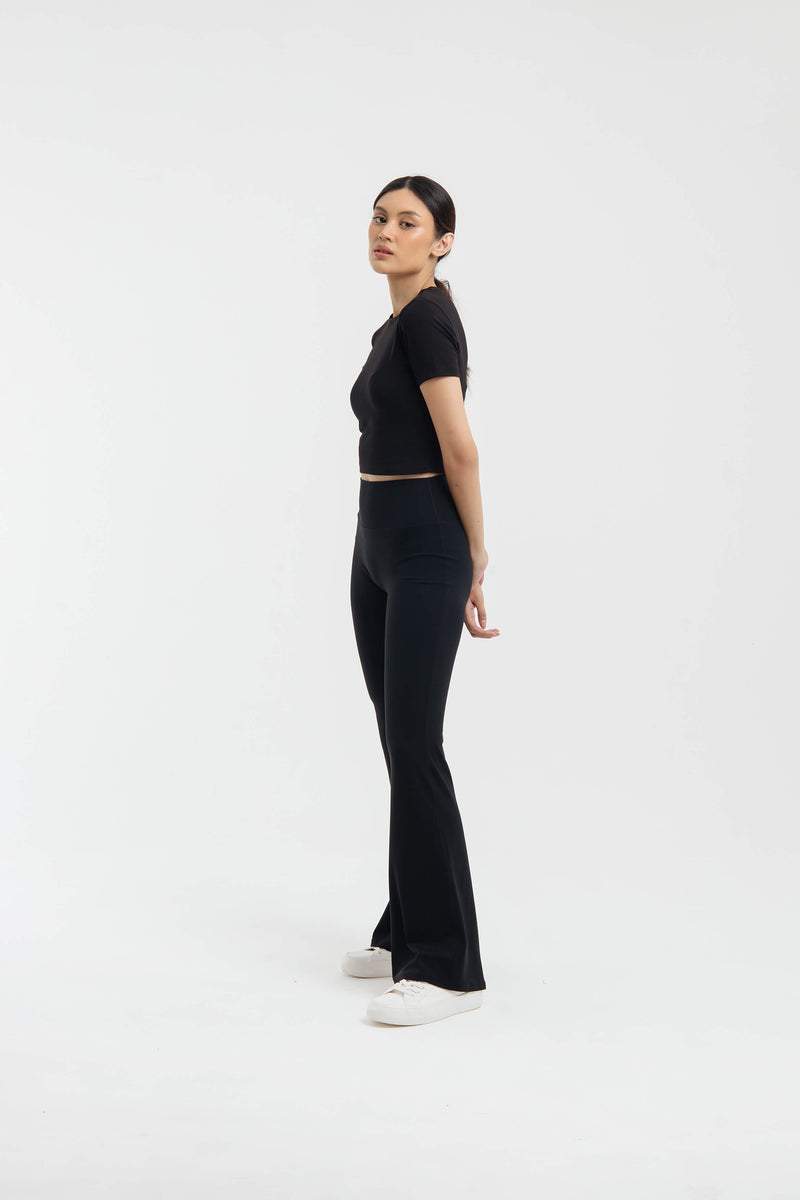 Black Ultrasoft Bamboo Flare Pants - Hellolilo