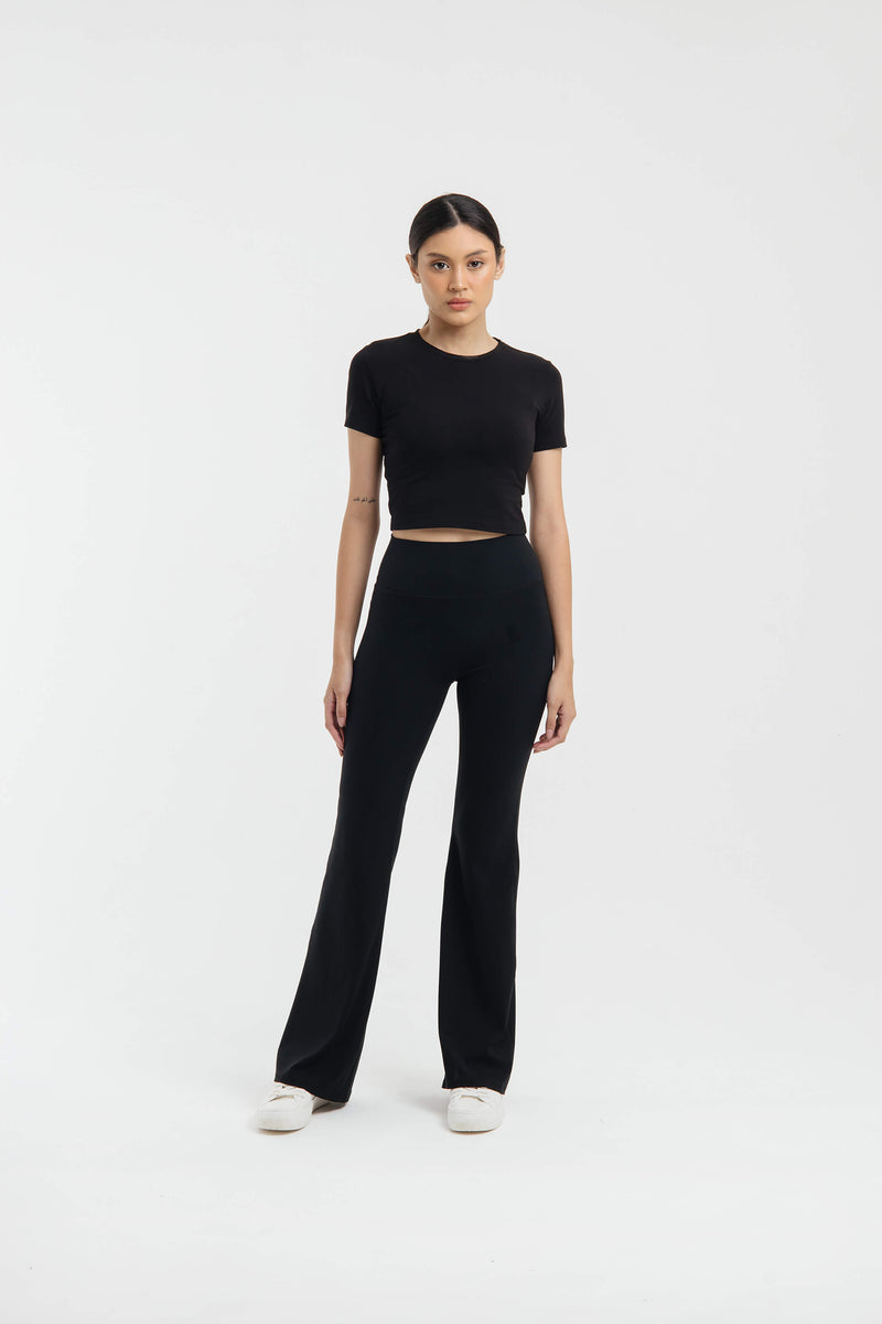 Black Ultrasoft Bamboo Flare Pants - Hellolilo