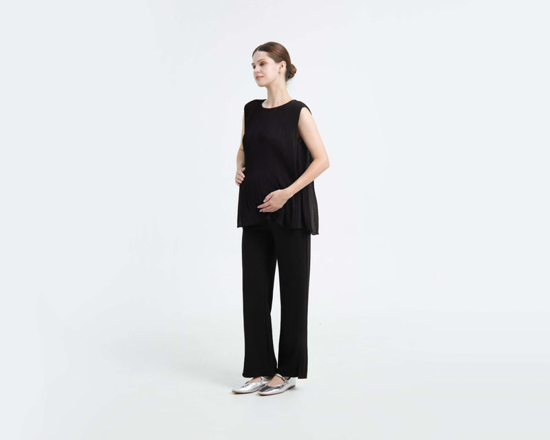 Black Ultrasoft Bamboo Maternity Slit Pants - Hellolilo