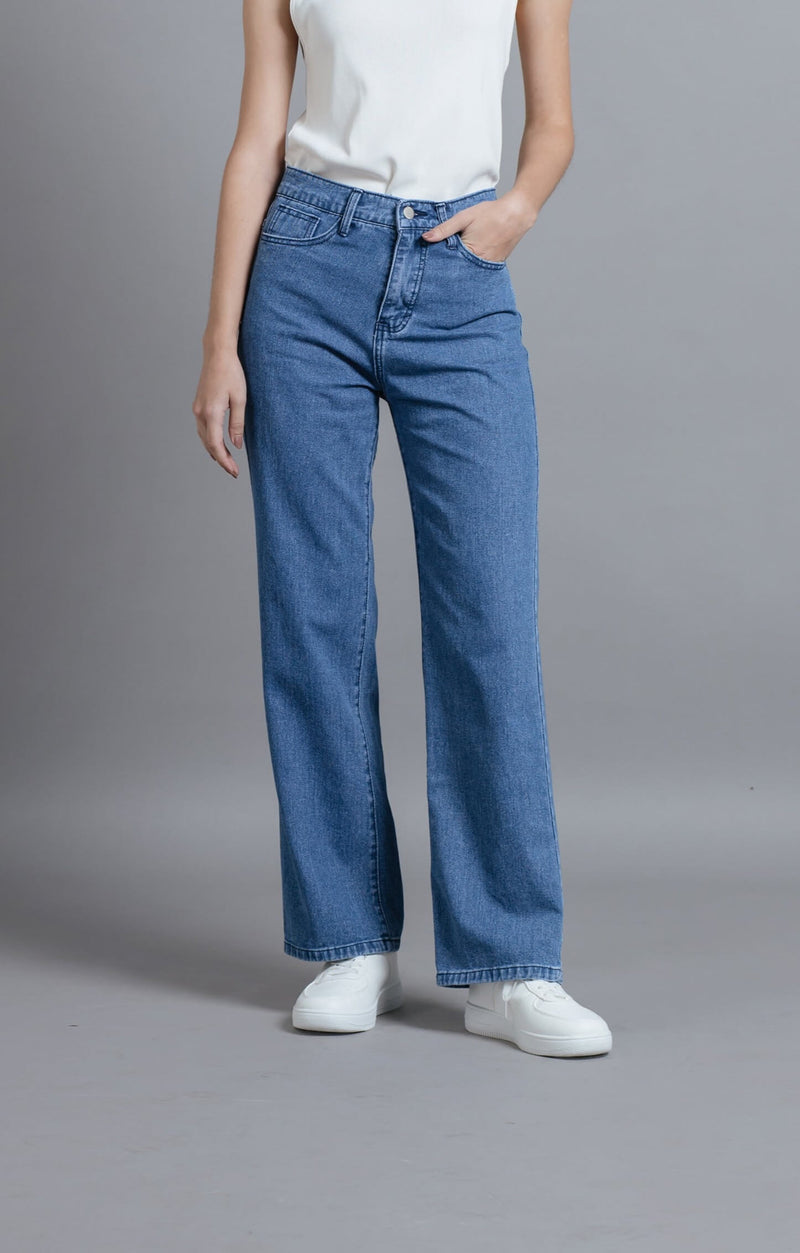 Blue Basic Loose Jeans Long - Hellolilo