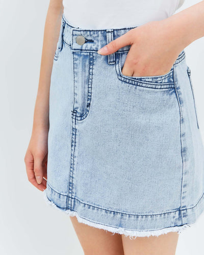 Blue Denim Skirt - Hellolilo