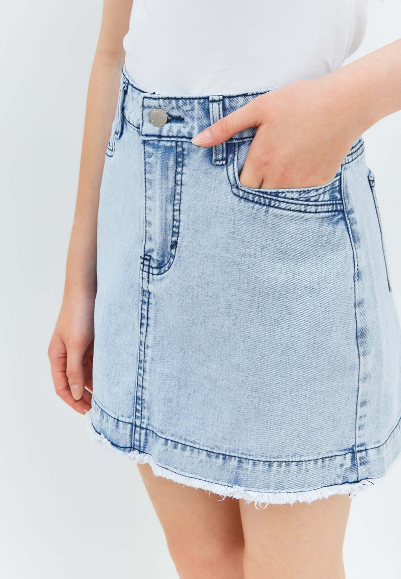 Blue Denim Skirt - Hellolilo