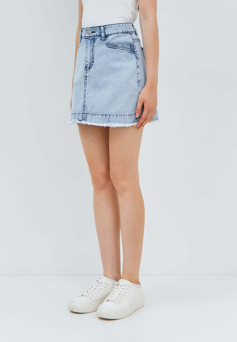 Blue Denim Skirt - Hellolilo