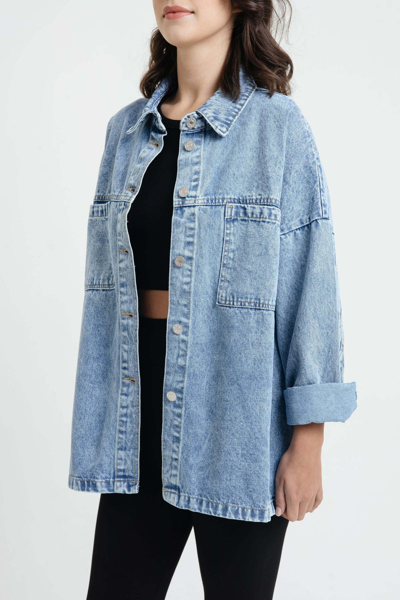 Blue Pocket Denim Jacket - Hellolilo