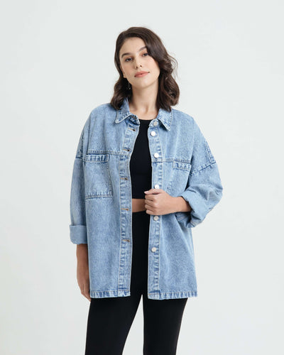 Blue Pocket Denim Jacket - Hellolilo