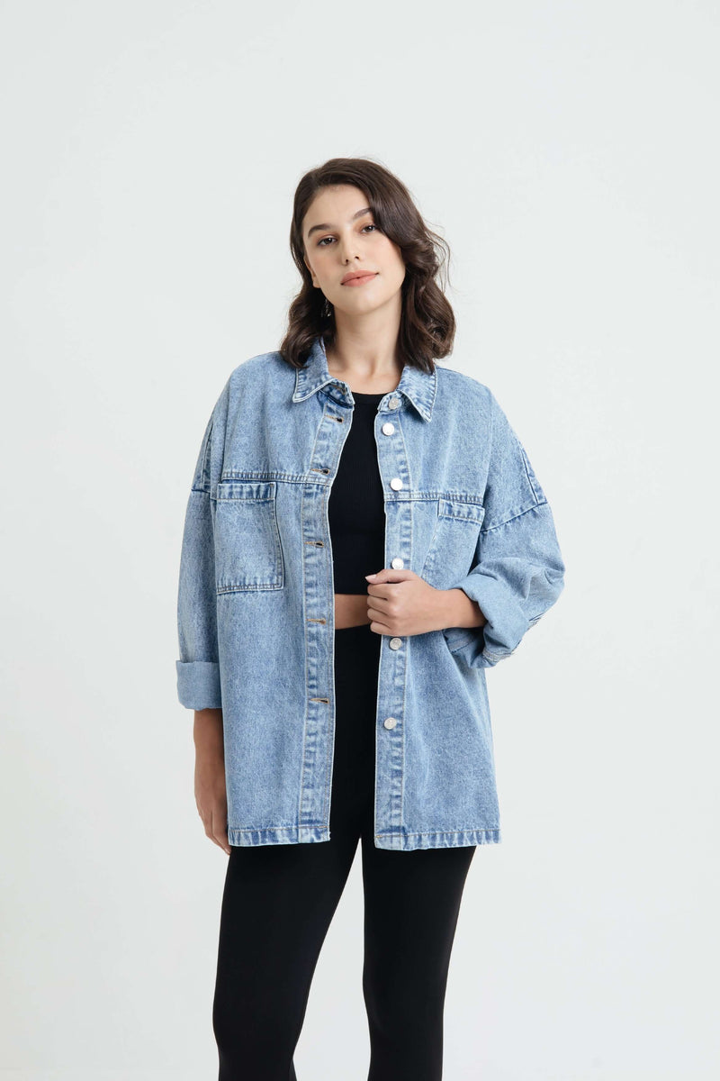 Blue Pocket Denim Jacket - Hellolilo