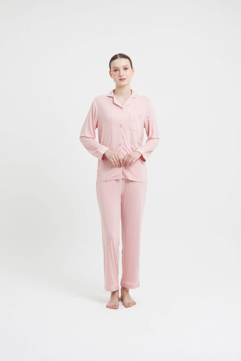 Blush Bamboo Long Pyjamas - Hellolilo