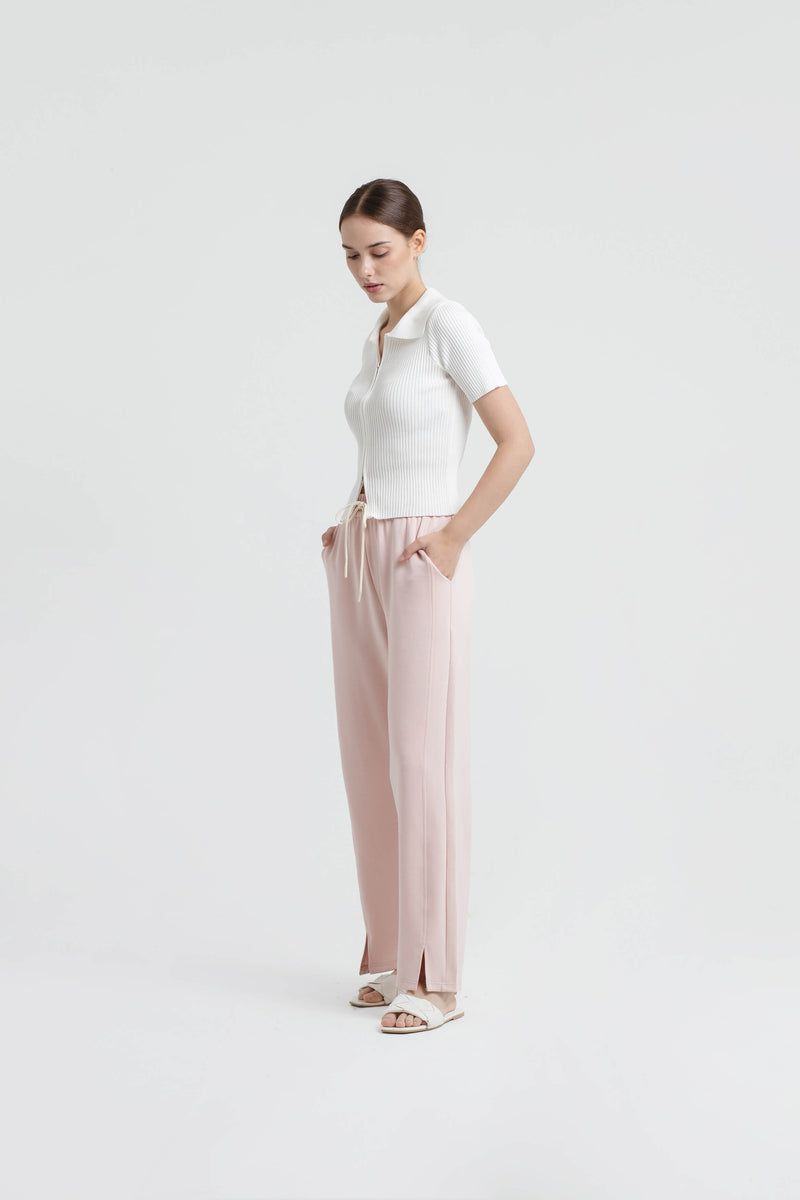 Blush Bamboo Lyocell Slit Pants - Hellolilo