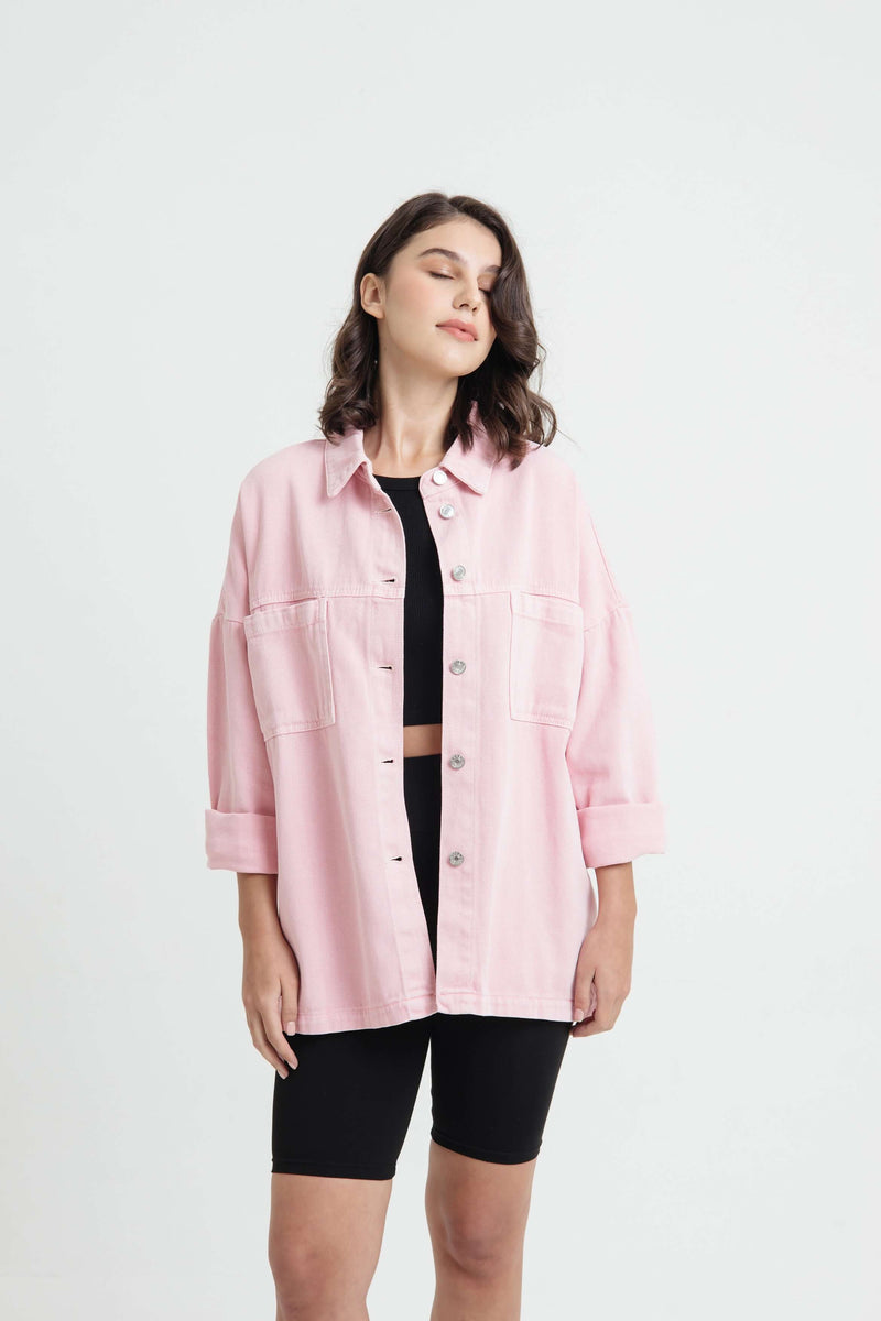 Blush Pocket Denim Jacket - Hellolilo