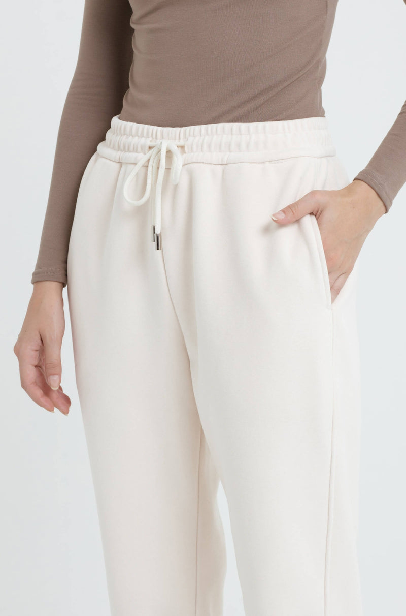 Cream Soft Fleece Winter Jogger - Hellolilo