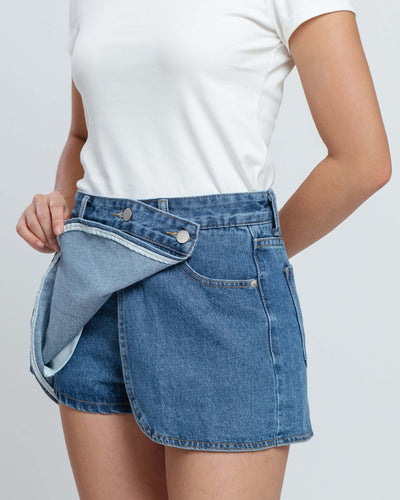 Dark Blue Bee Denim Skorts - Hellolilo