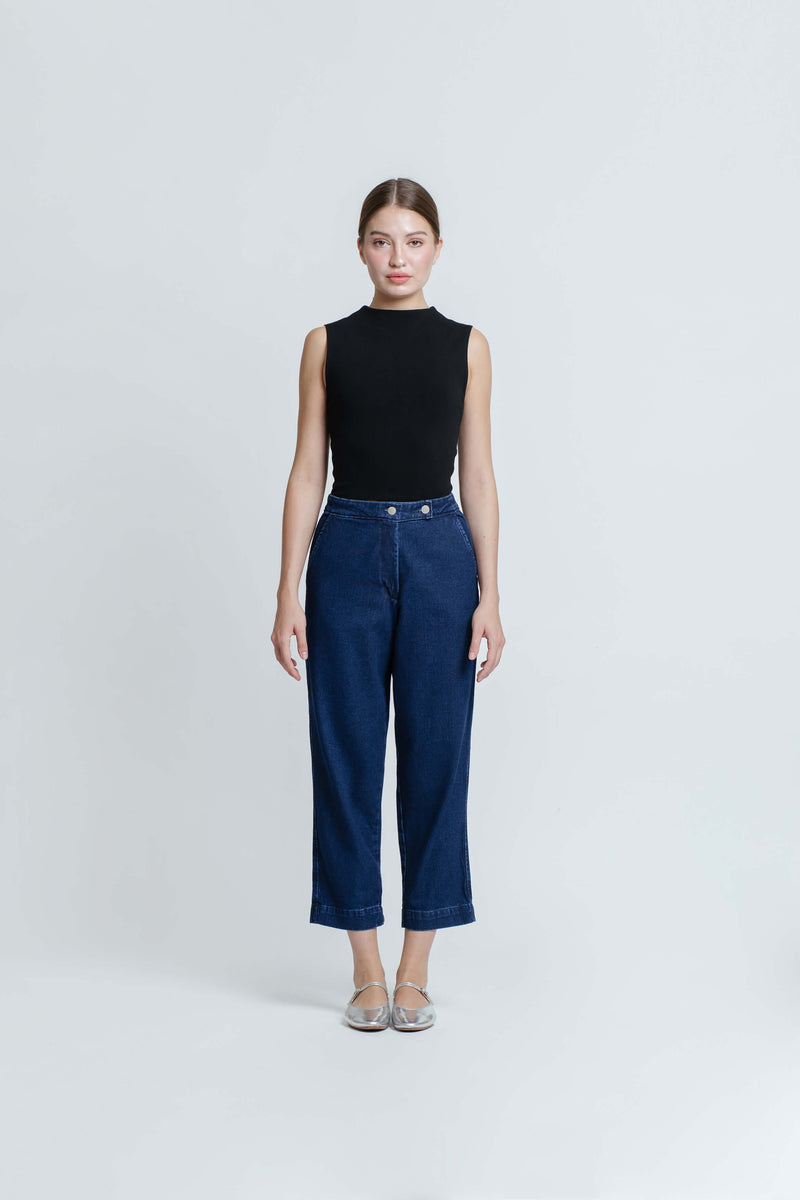 Dark Blue Relaxed Jeans - Hellolilo