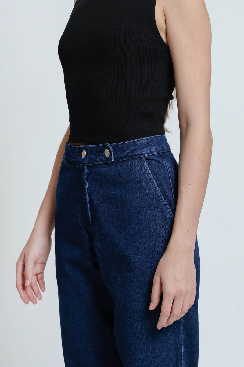 Dark Blue Relaxed Jeans - Hellolilo