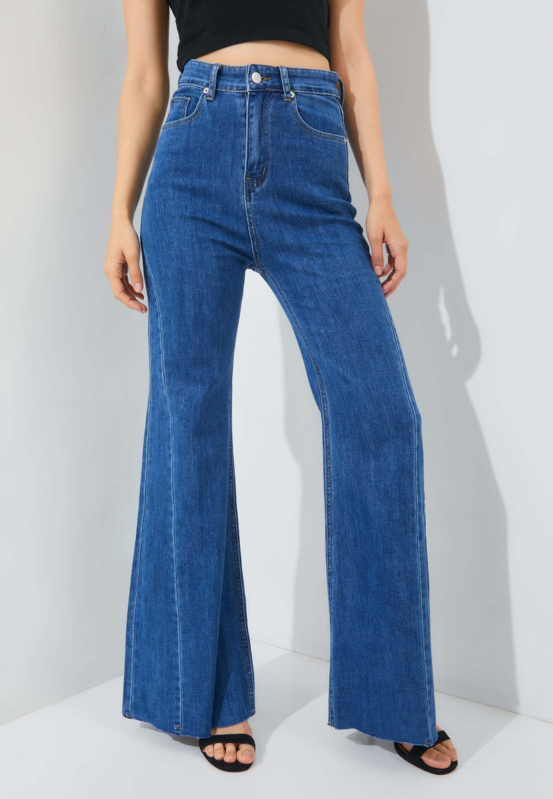 Dark Blue Sydney Flare Jeans - Hellolilo