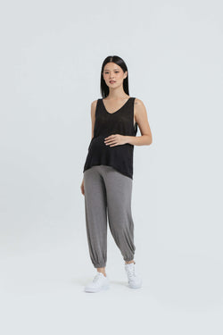 Grey Bamboo Cotton Maternity Jogger - Hellolilo