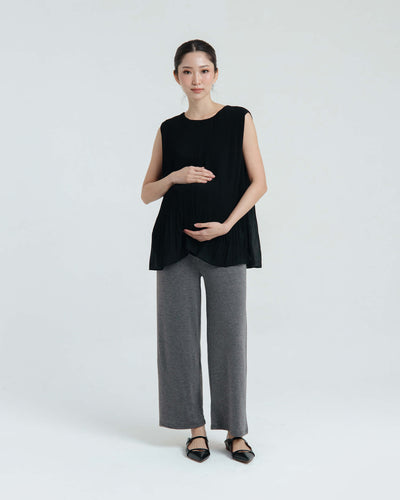 Grey Bamboo Cotton Maternity Pants - Hellolilo