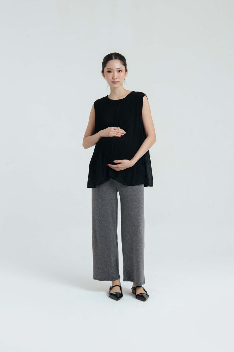 Grey Bamboo Cotton Maternity Pants - Hellolilo