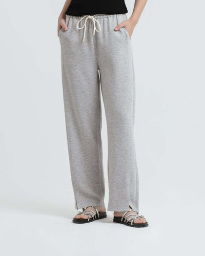 Grey Bamboo Lyocell Slit Pants - Hellolilo