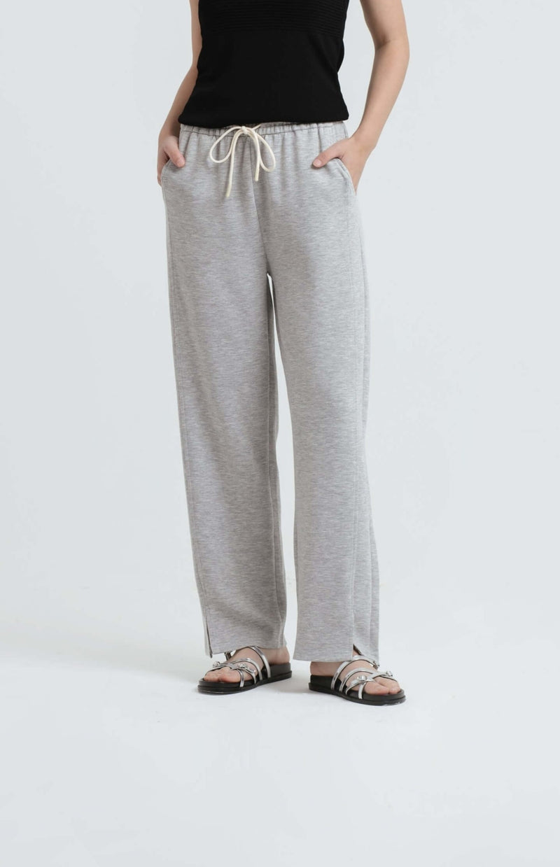 Grey Bamboo Lyocell Slit Pants - Hellolilo