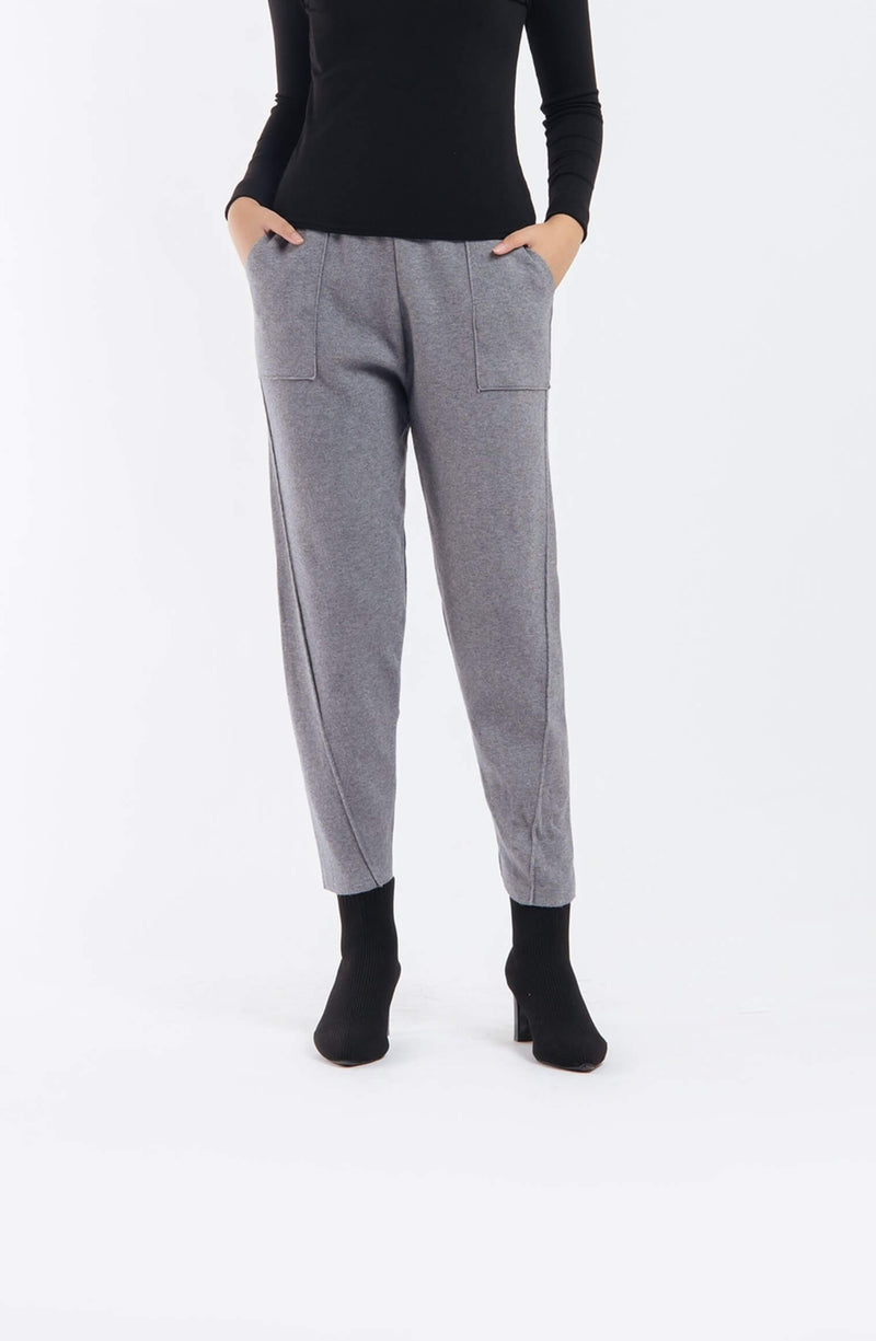 Grey Relaxed Knit Winter Pants - Hellolilo