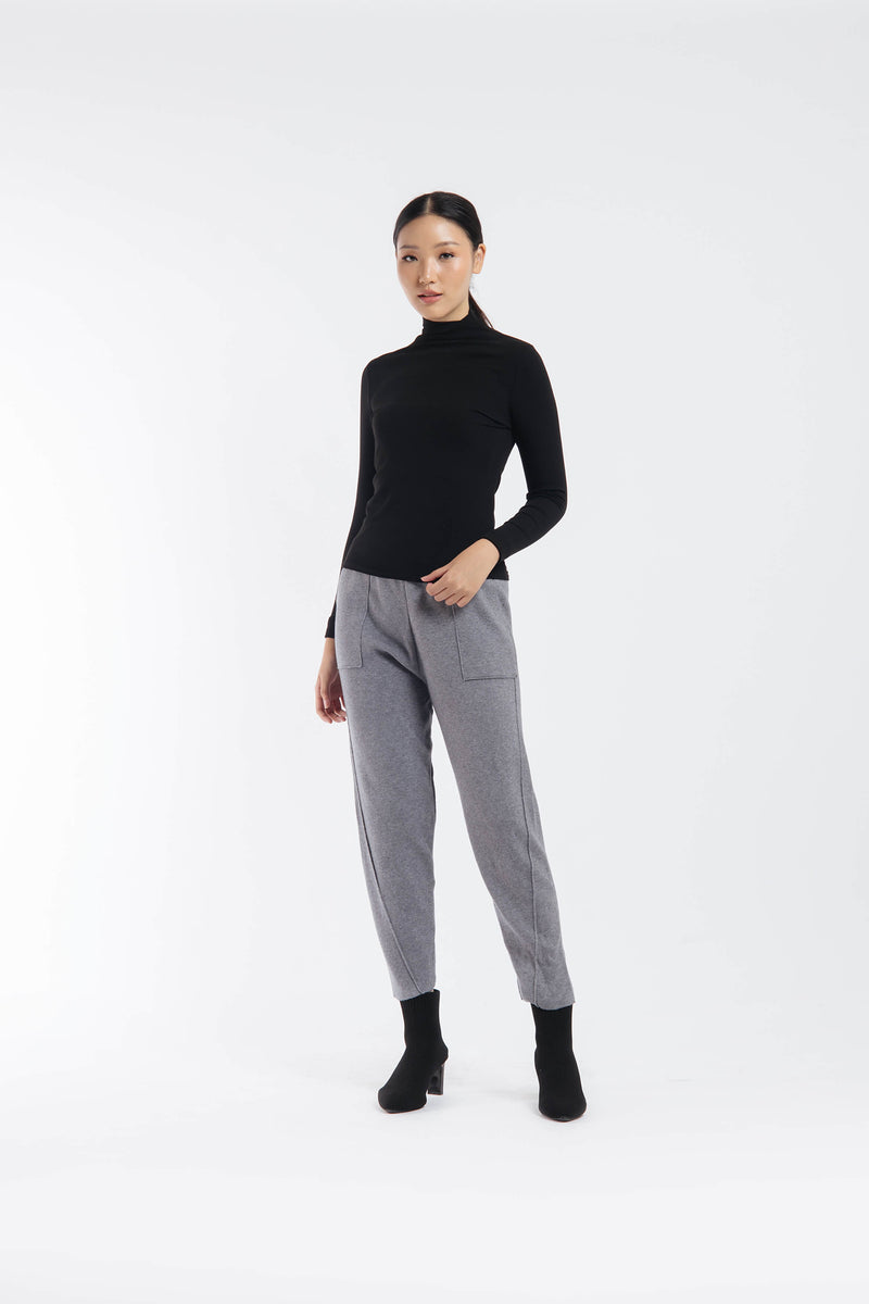 Grey Relaxed Knit Winter Pants - Hellolilo