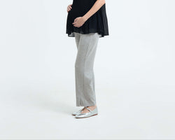 Grey Ultrasoft Bamboo Maternity Slit Pants - Hellolilo