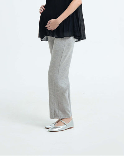 Grey Ultrasoft Bamboo Maternity Slit Pants - Hellolilo