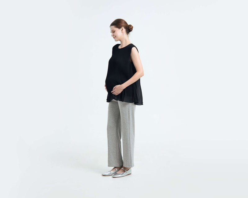 Grey Ultrasoft Bamboo Maternity Slit Pants - Hellolilo