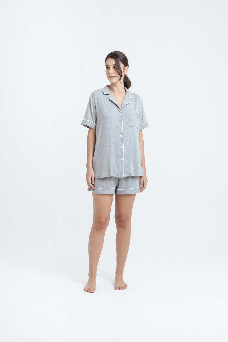 Heather Grey Bamboo Short Pyjamas - Hellolilo