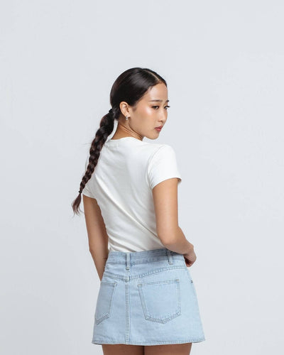 Light Blue Bee Denim Skorts - Hellolilo