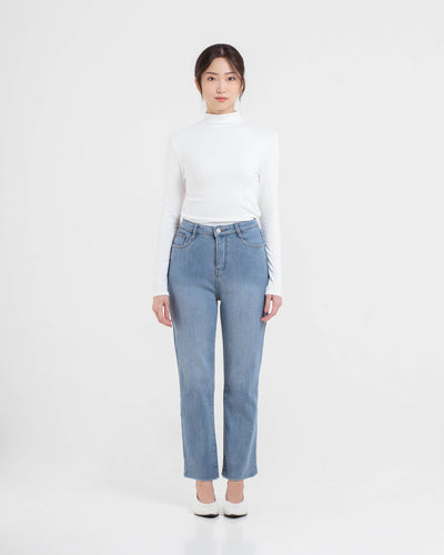 Light Blue Relaxed Winter Jeans - Hellolilo