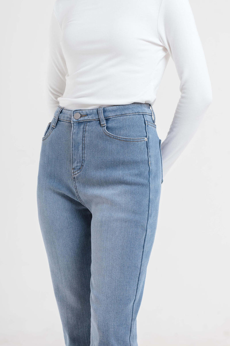 Light Blue Relaxed Winter Jeans - Hellolilo