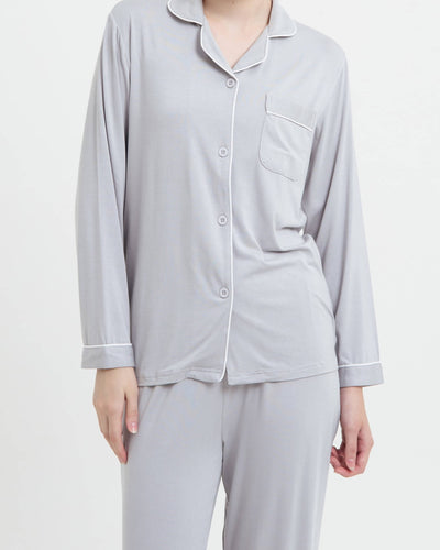 Light Grey Bamboo Long Pyjamas - Hellolilo