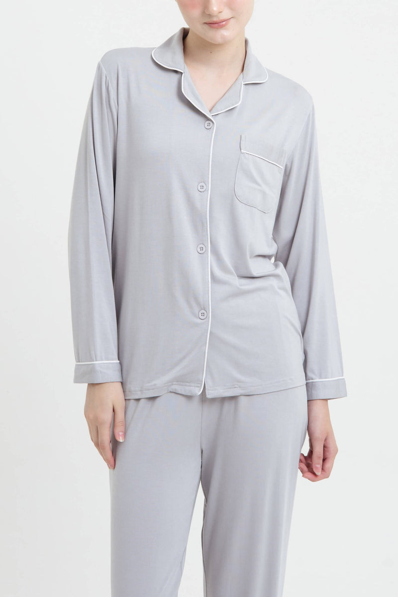 Light Grey Bamboo Long Pyjamas - Hellolilo