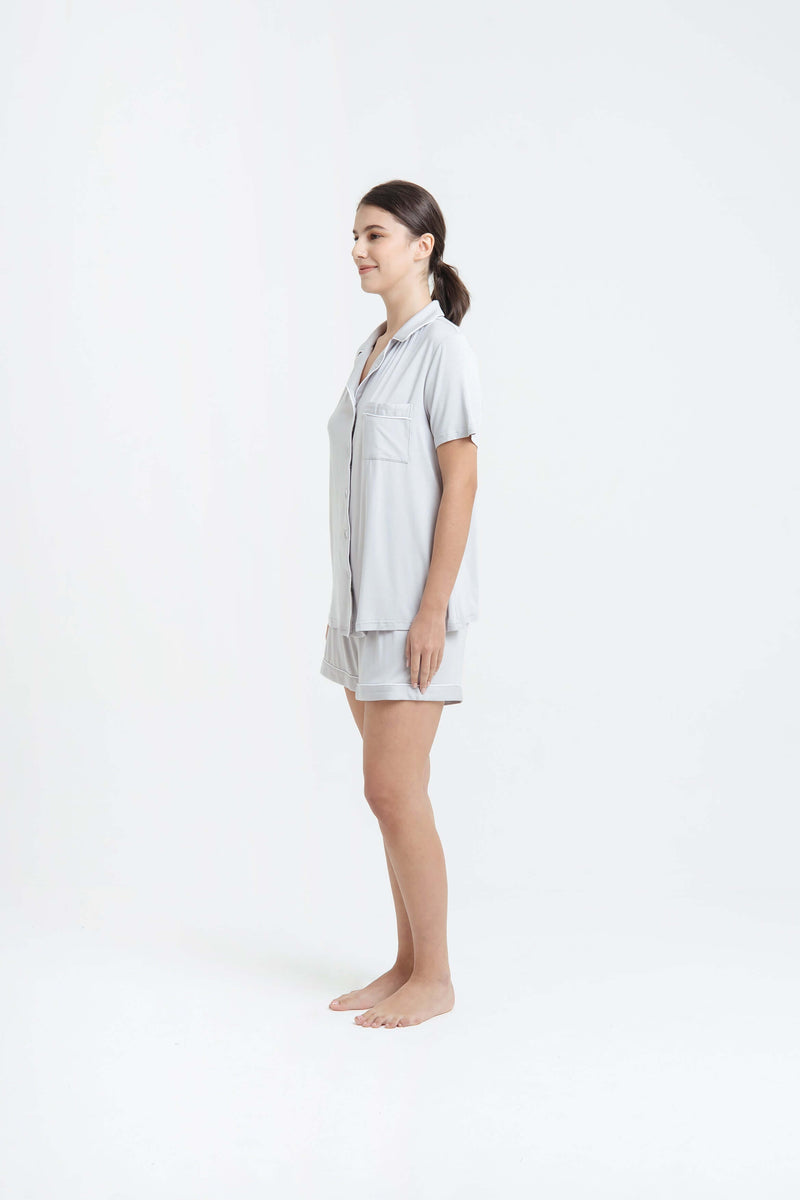 Light Grey Bamboo Short Pyjamas - Hellolilo