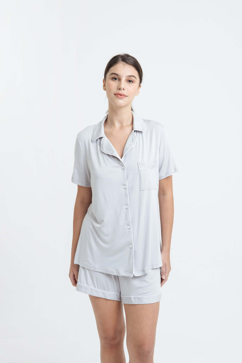 Light Grey Bamboo Short Pyjamas - Hellolilo