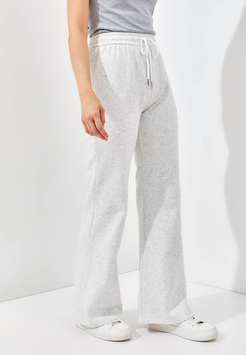 Light Grey Cotton Fleece Flare Pants - Hellolilo