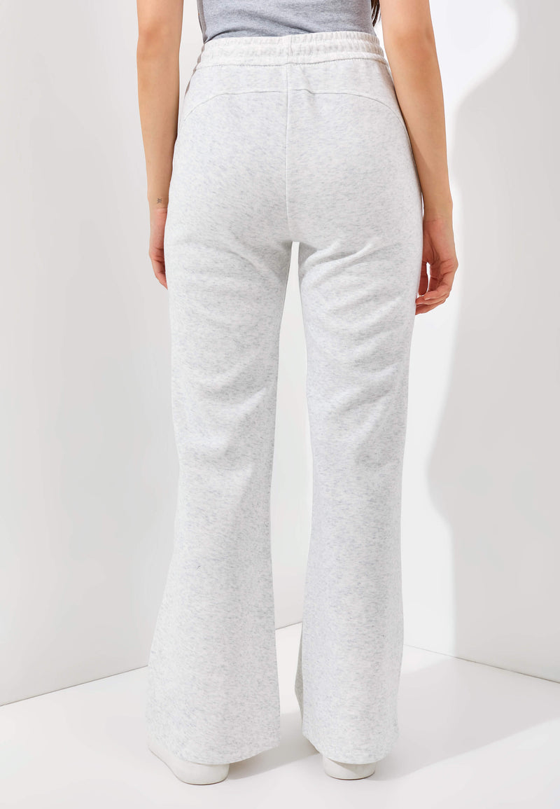 Light Grey Cotton Fleece Flare Pants - Hellolilo