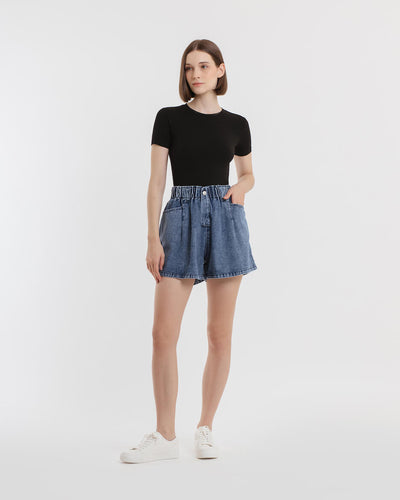 Medium Blue Denim Shorts - Hellolilo