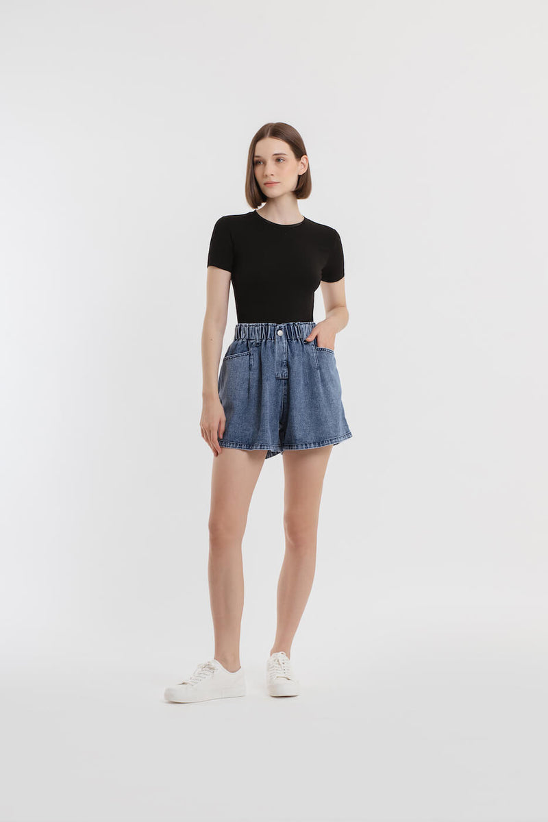 Medium Blue Denim Shorts - Hellolilo